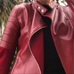 Burgundy  red Moto jacket